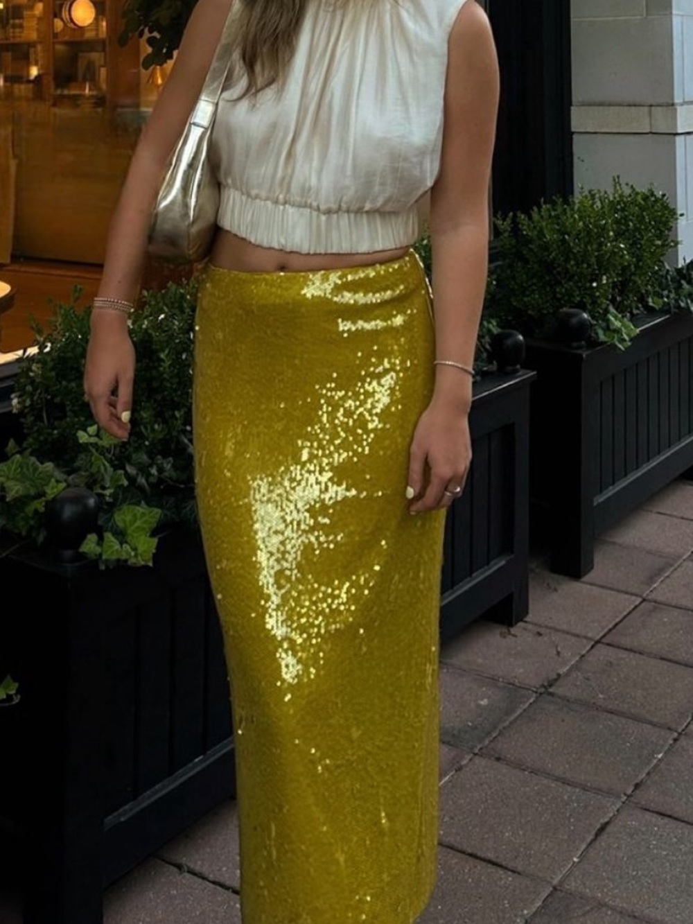 ANTONIO MELANI Gold Sequin Maxi Skirt